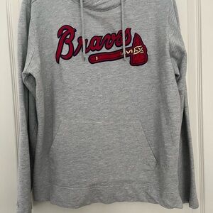 Antigua Gray Braves Pullover Sweater